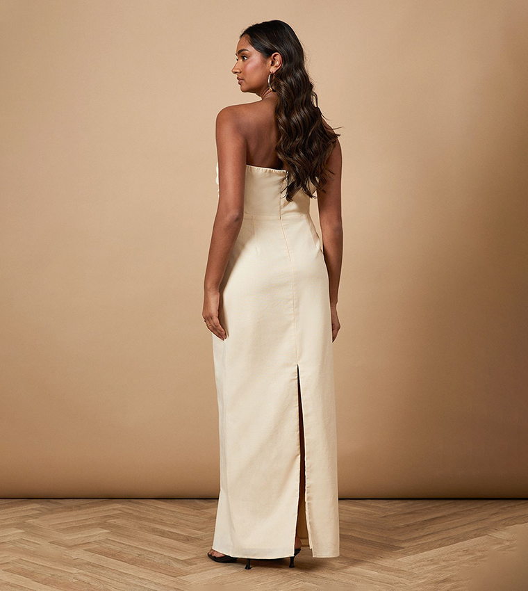 Solid Strapless Maxi Dress