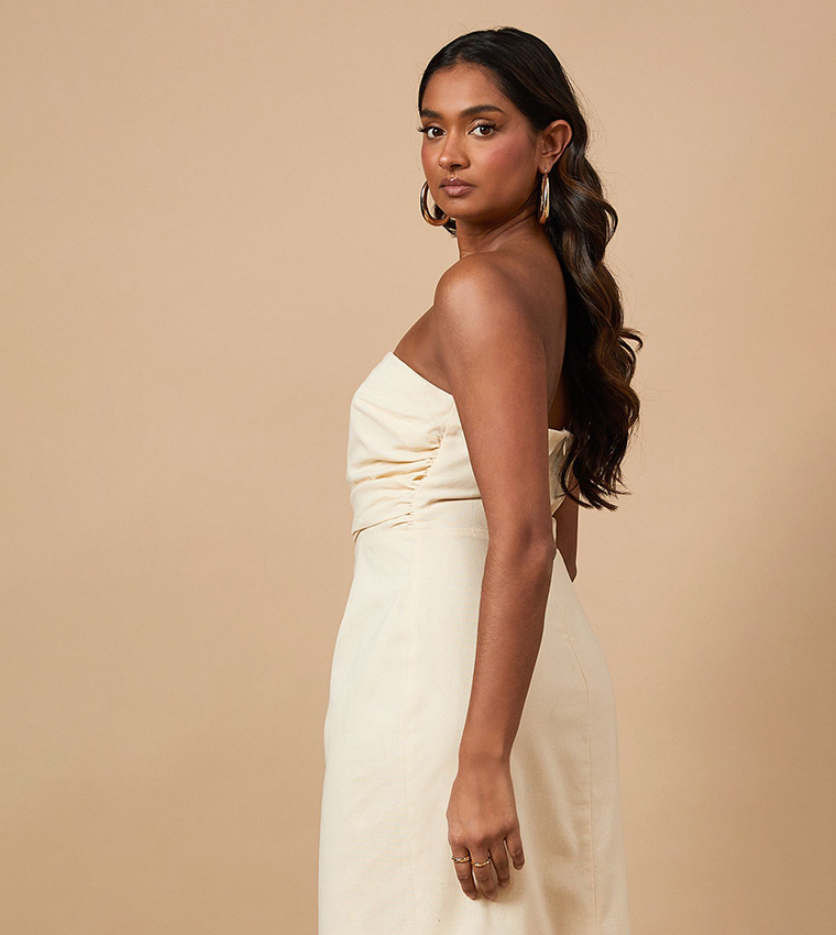 Solid Strapless Maxi Dress