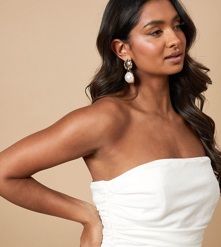 Strapless Gathered Puffball Mini Dress