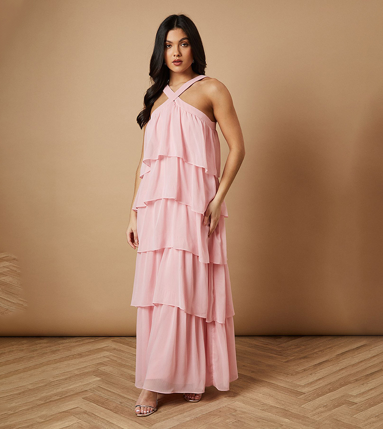 Chiffon Halterneck Layered Maxi Dress