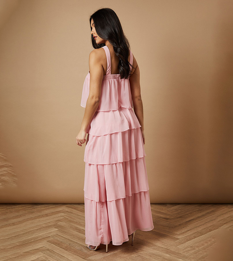 Chiffon Halterneck Layered Maxi Dress