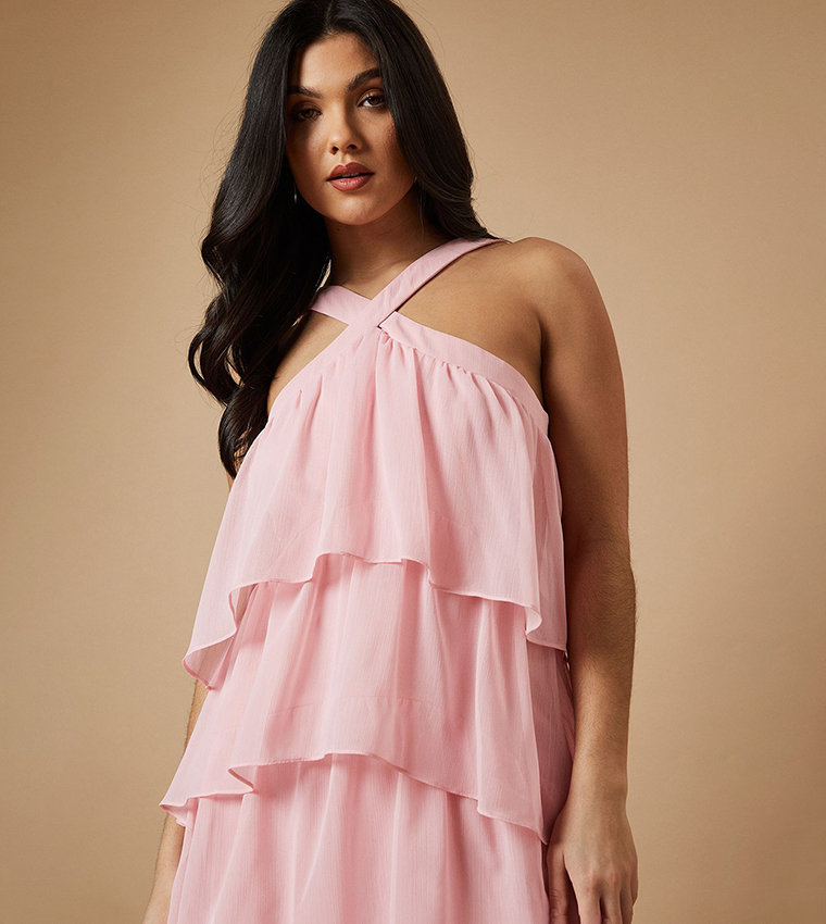 Chiffon Halterneck Layered Maxi Dress