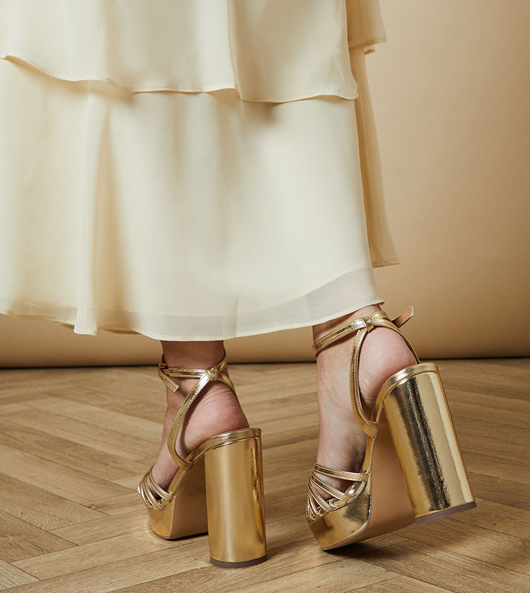 Mandy Cross Strap Platform Heel Sandals