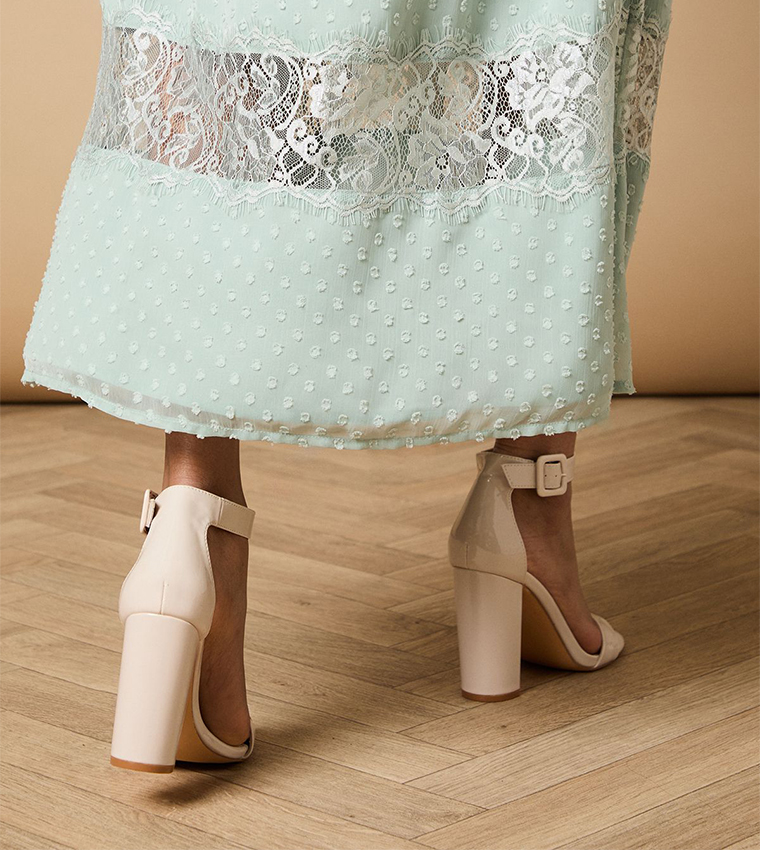 Milla Covered Buckle Block Heel Sandals