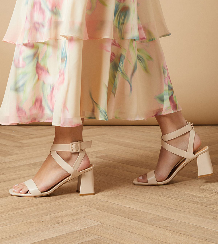 Millie Covered Buckle Block Heeled Sandals