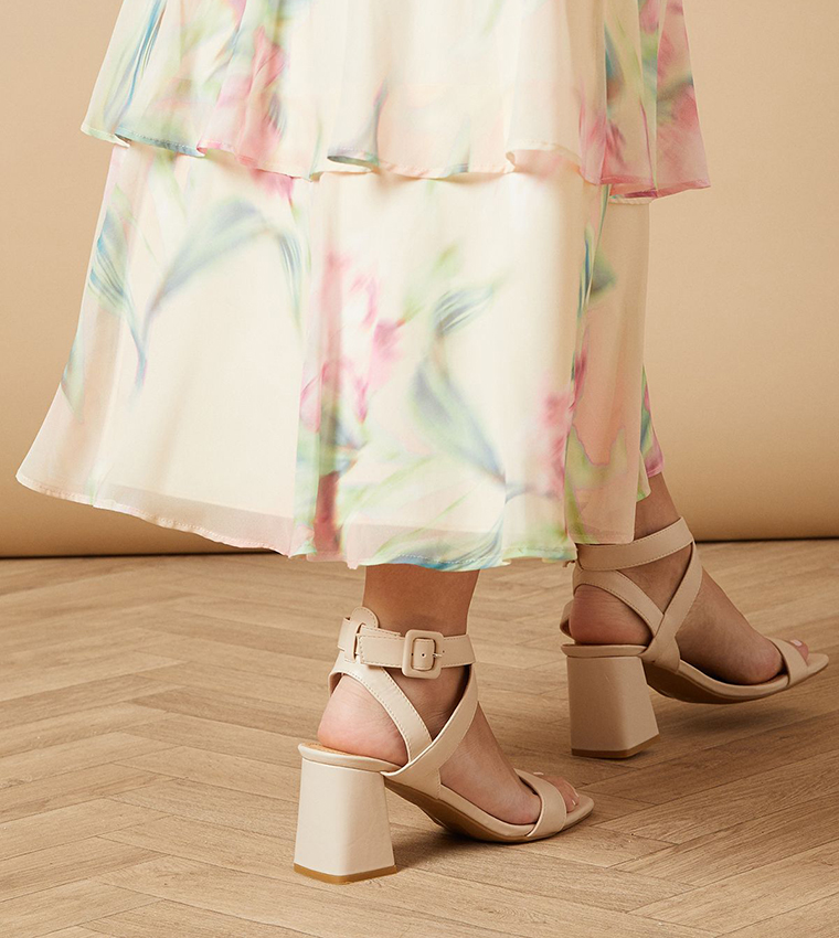 Millie Covered Buckle Block Heeled Sandals