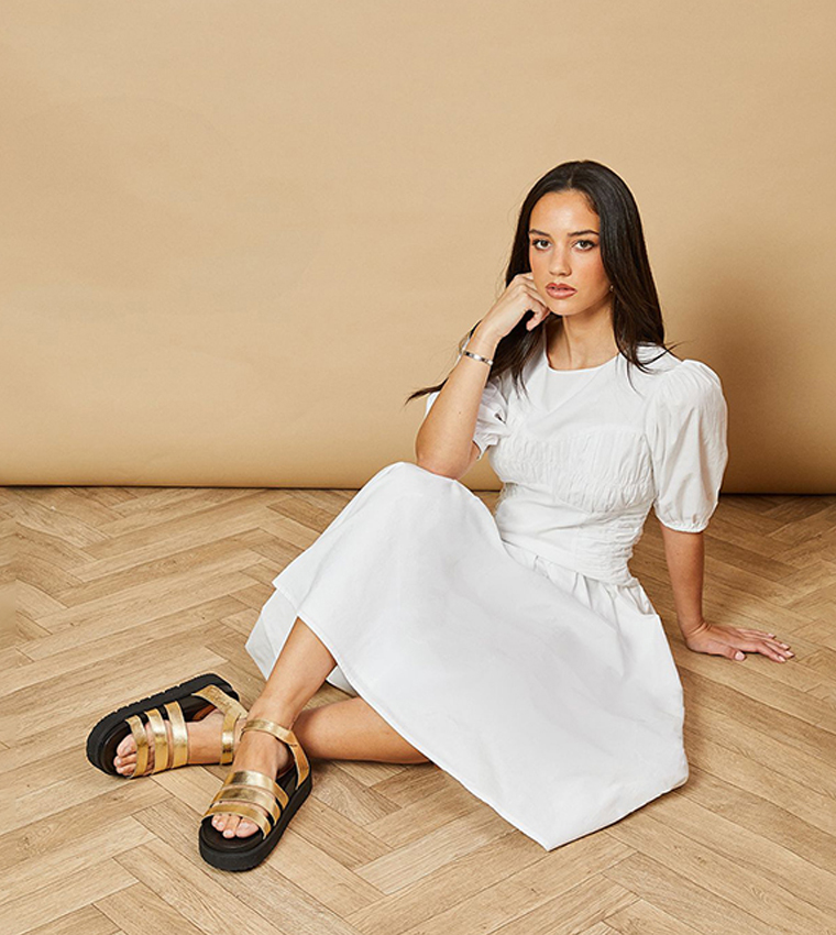 Rachel Leather Strappy Chunky Sandals