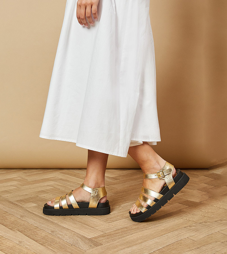 Rachel Leather Strappy Chunky Sandals