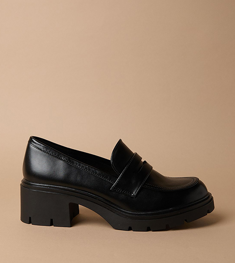 Berit Medium Heel Chunky Penny Loafer Pumps