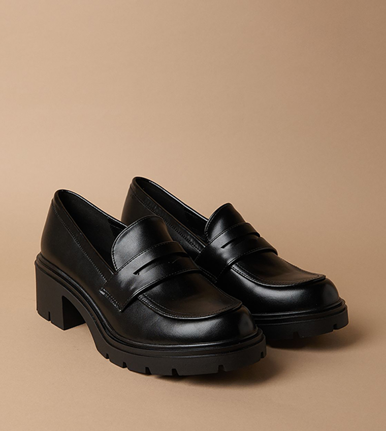 Berit Medium Heel Chunky Penny Loafer Pumps