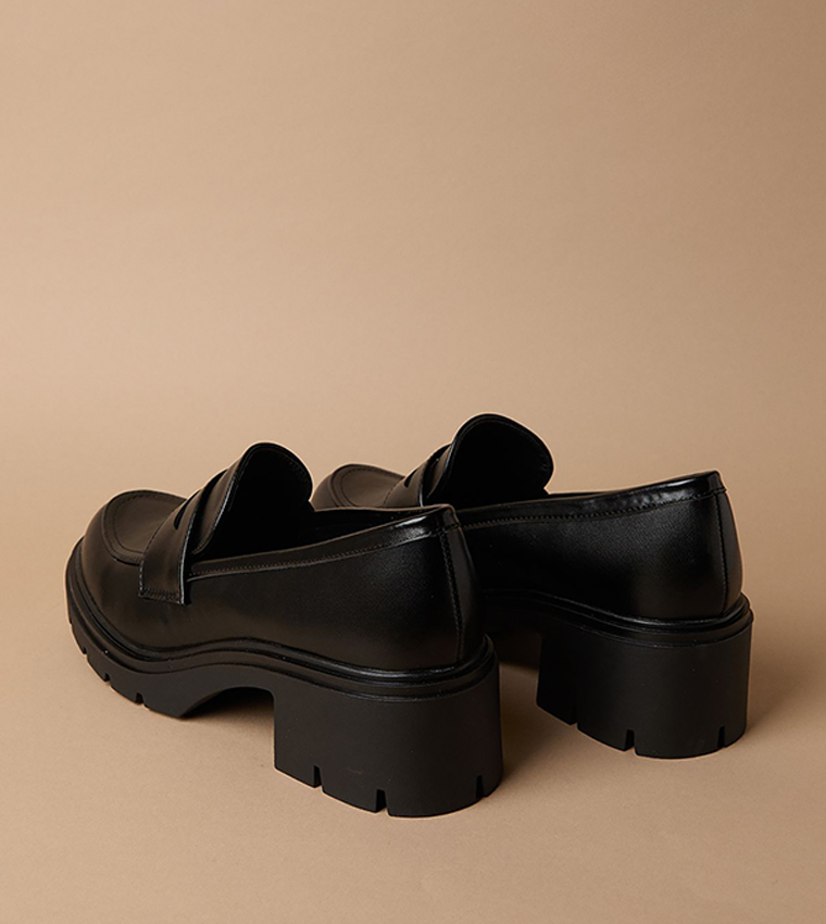 Berit Medium Heel Chunky Penny Loafer Pumps