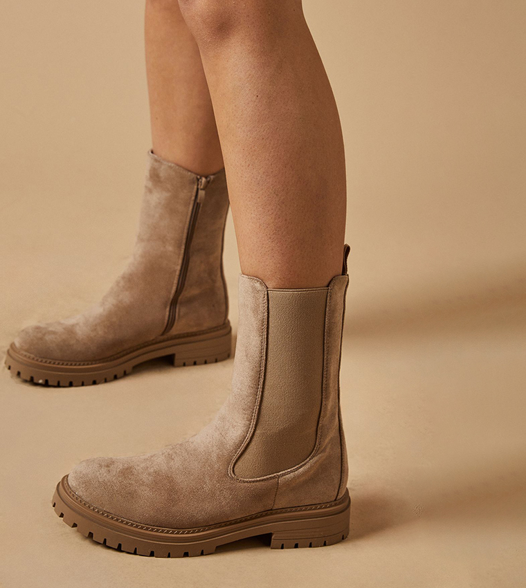 Martine Faux Suede Chunky Ankle Boots