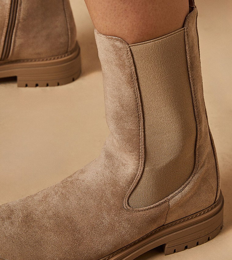 Martine Faux Suede Chunky Ankle Boots