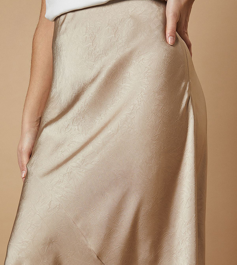 Satin Seam Detail Bias Cut Skirt