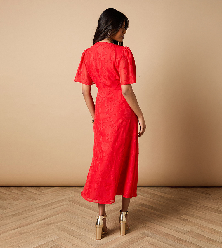 Petite Button Jacquard Midi Dress