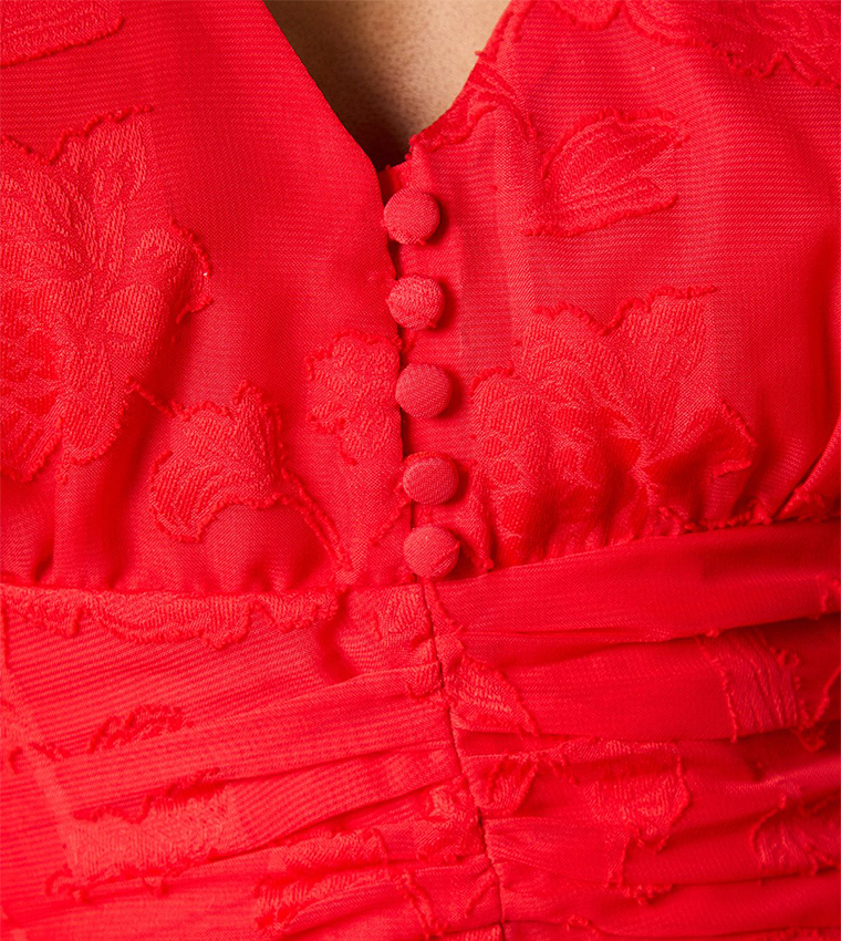 Petite Button Jacquard Midi Dress