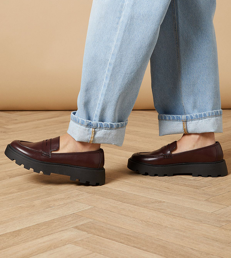 Brit Faux Patent Leather Chunky Penny Loafers