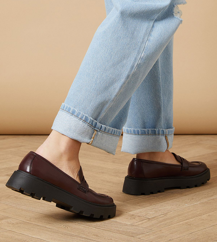 Brit Faux Patent Leather Chunky Penny Loafers