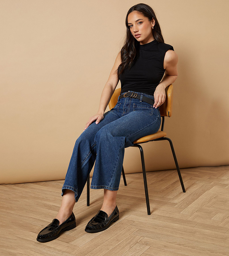 Baya Faux Leather Penny Detail Loafers