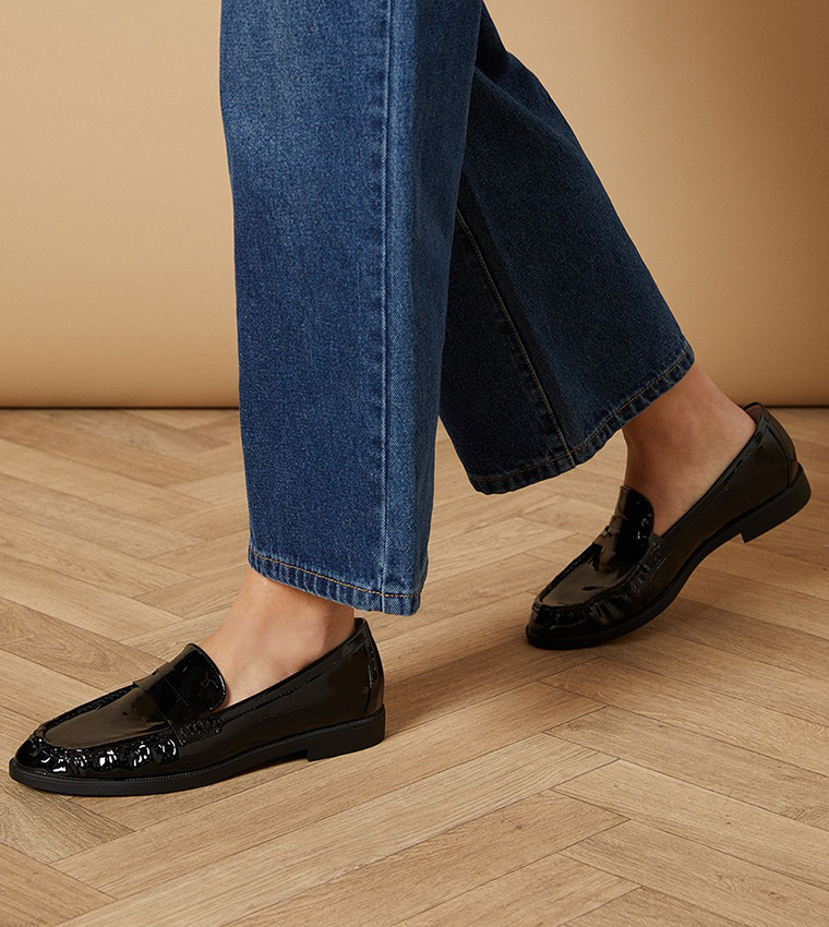 Baya Faux Leather Penny Detail Loafers