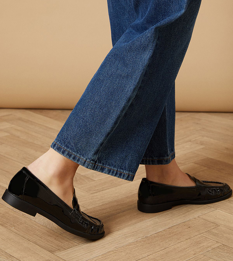 Baya Faux Leather Penny Detail Loafers