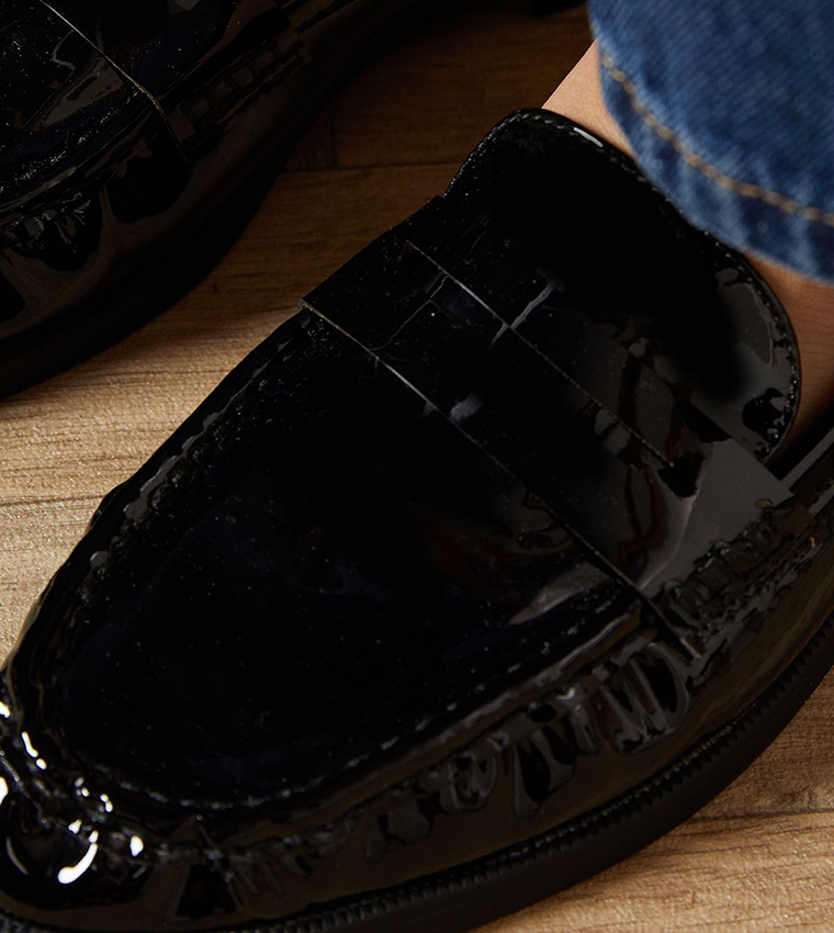 Baya Faux Leather Penny Detail Loafers