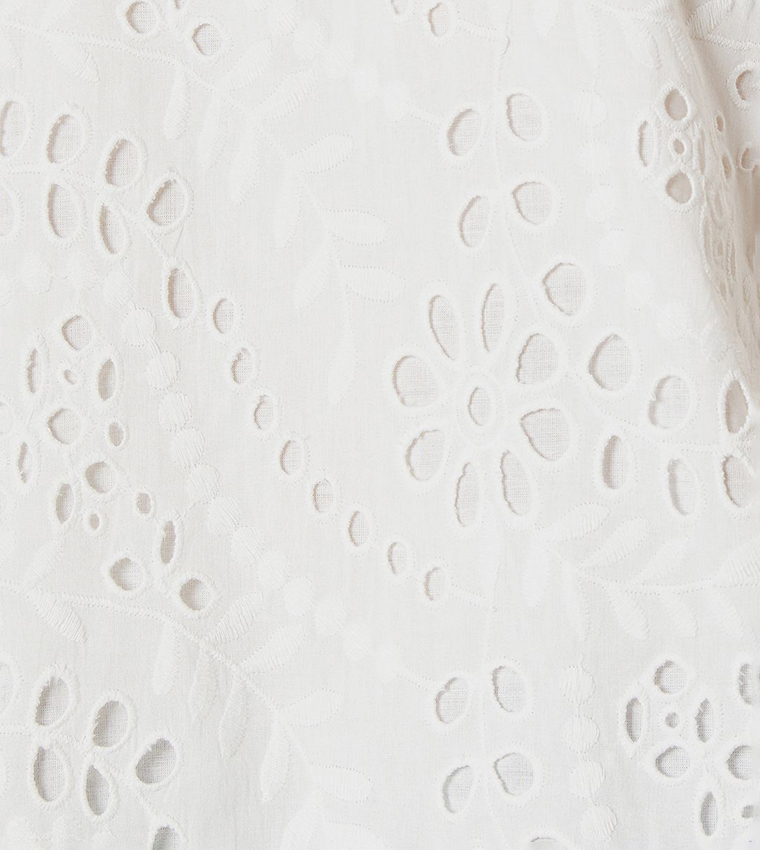 Embroidered Detail Balloon Sleeves Top