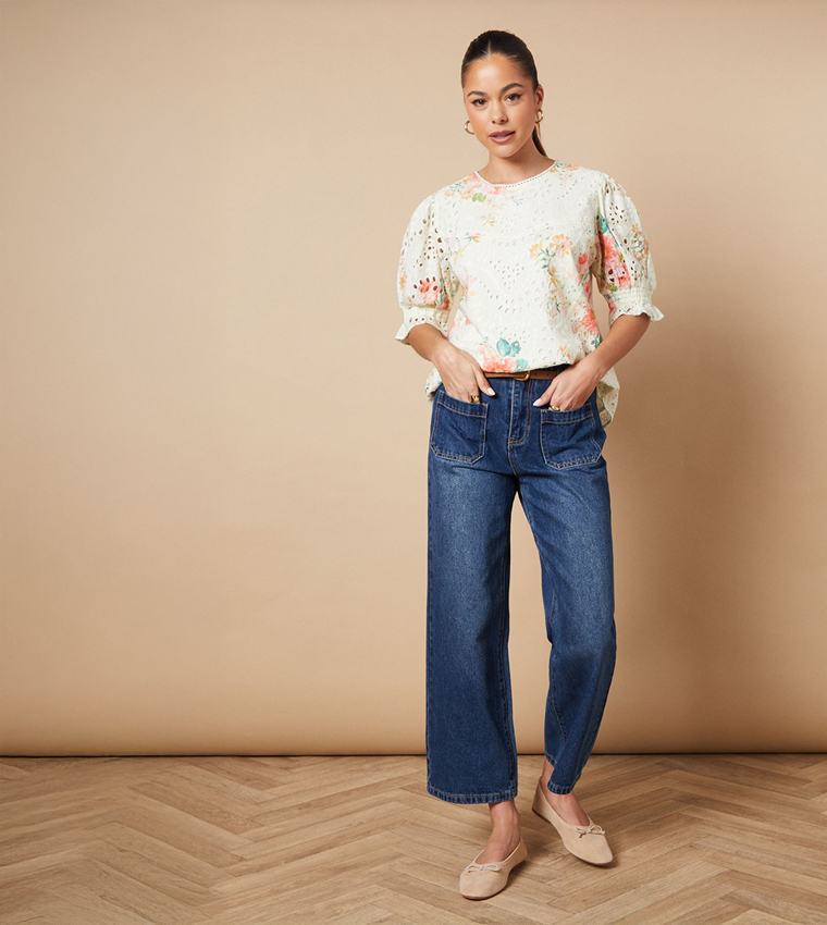 Floral Broderie Detail Top