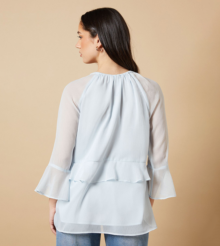 Boho Ruffle Bell Sleeves Top