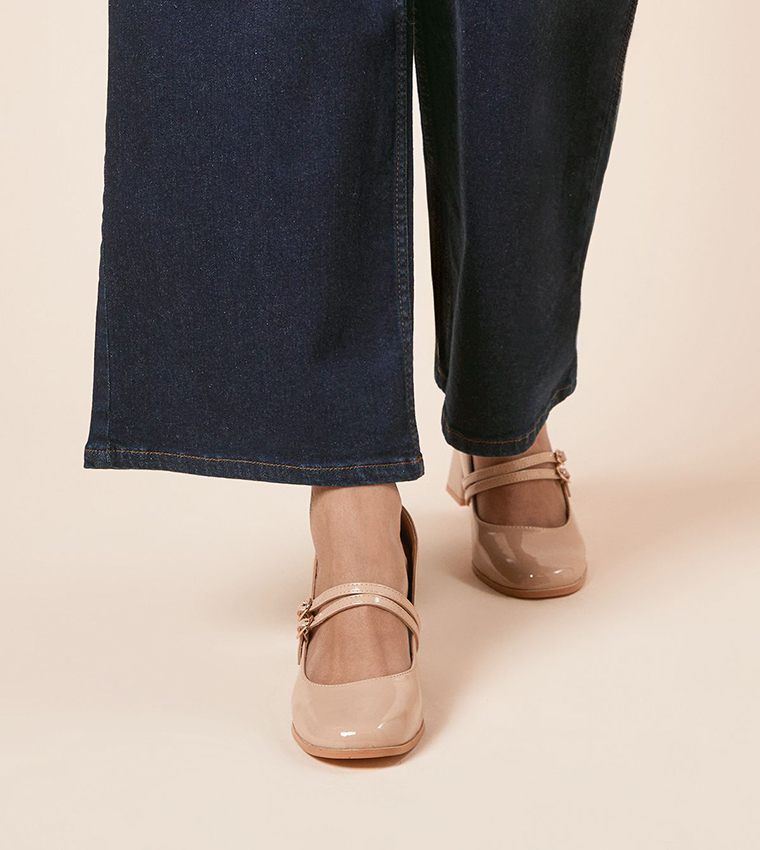 Catalina Patent Double Block Heel Mary Jane Pumps