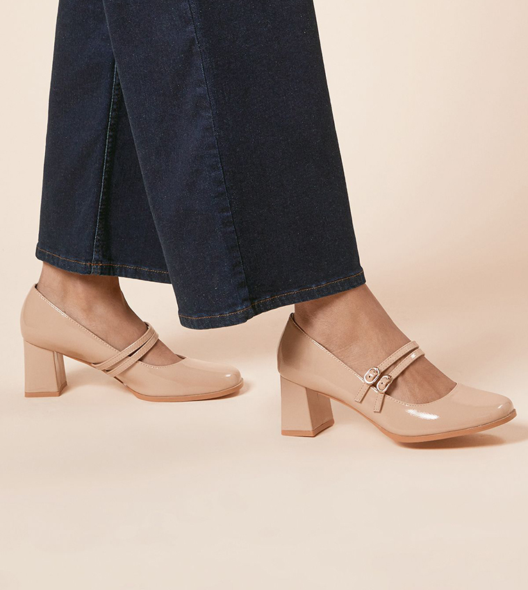 Catalina Patent Double Block Heel Mary Jane Pumps