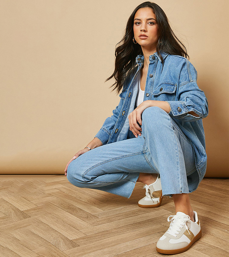 Denae Faux Suede Side Striped Lace-Up Sneakers