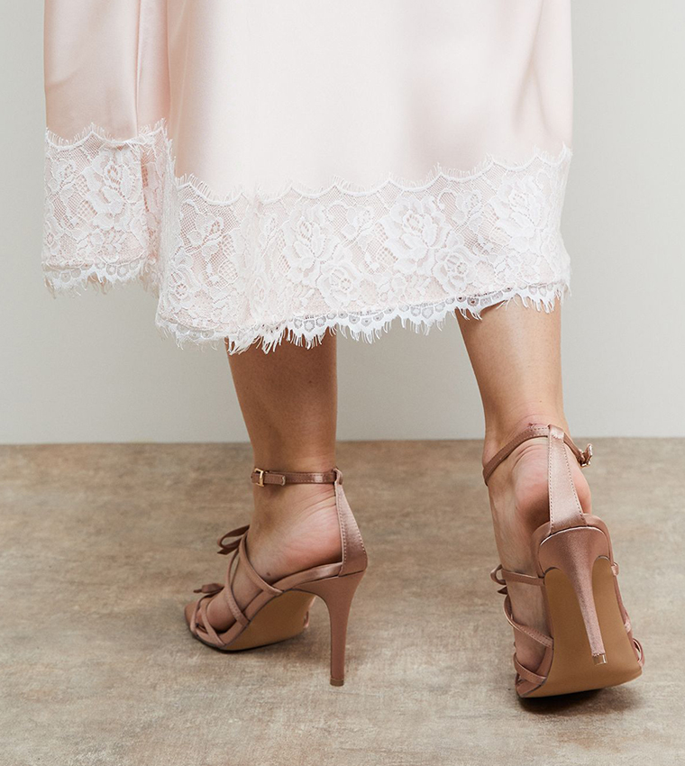 Dalpha Satin Bow Strappy High Stiletto Heel Sandals