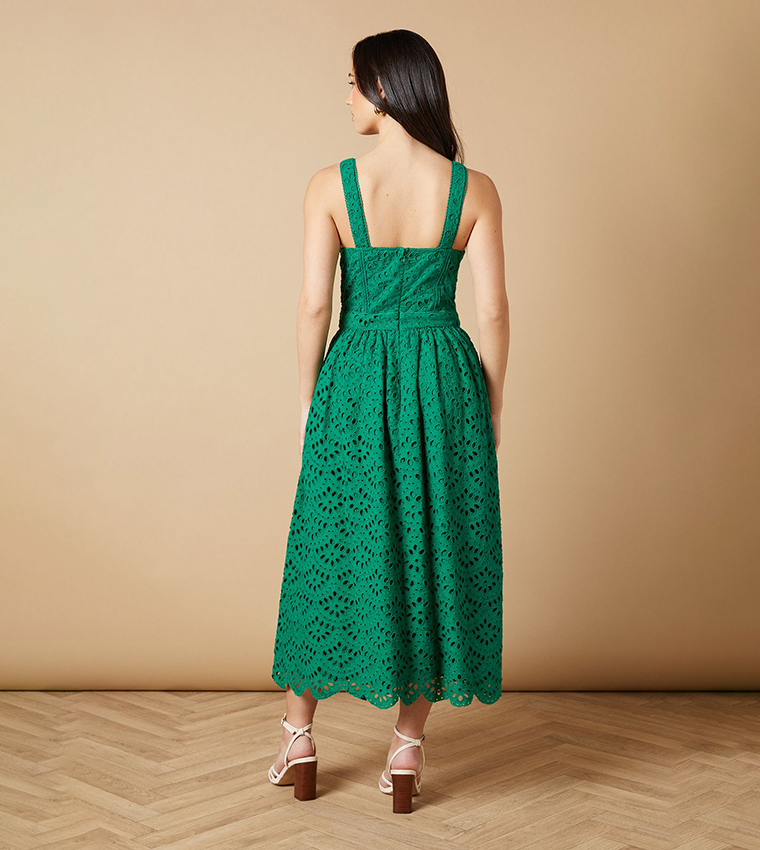 Embroidered Broderie Midi Dress
