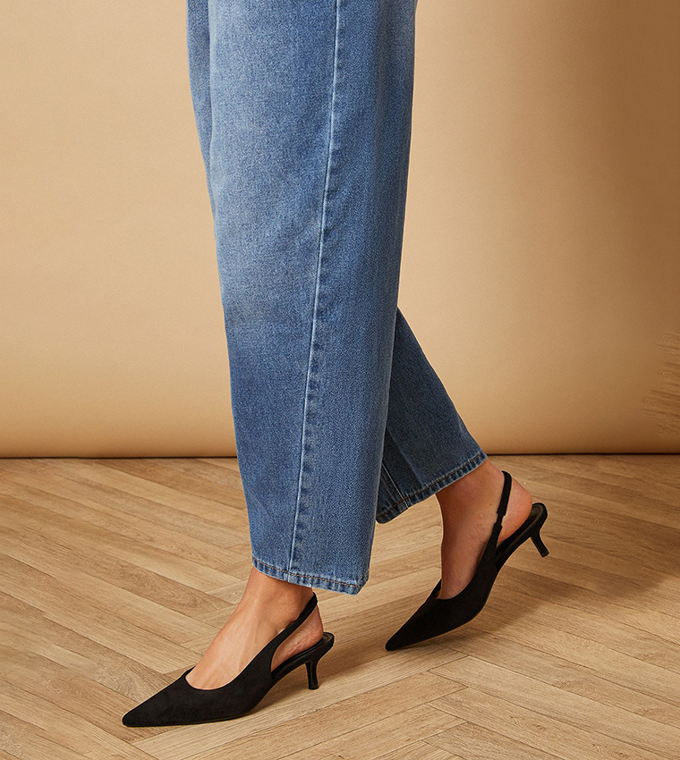 Adair Faux Suede Slingback Kitten Heel Pumps