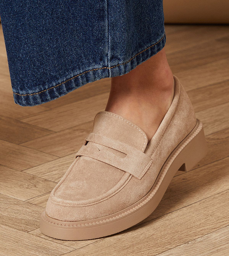 Bettie Faux Suede Chunky Penny Loafers