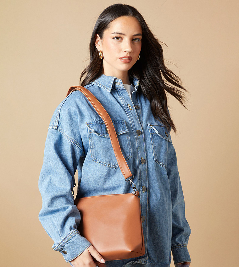 Jenna Faux Leather Shoulder Bag With Pouch And Coin Purse