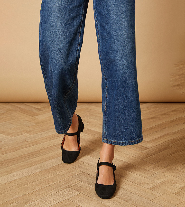 Romy Faux Suede Mary Jane Low Block Heel Pumps