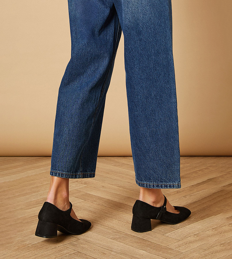 Romy Faux Suede Mary Jane Low Block Heel Pumps