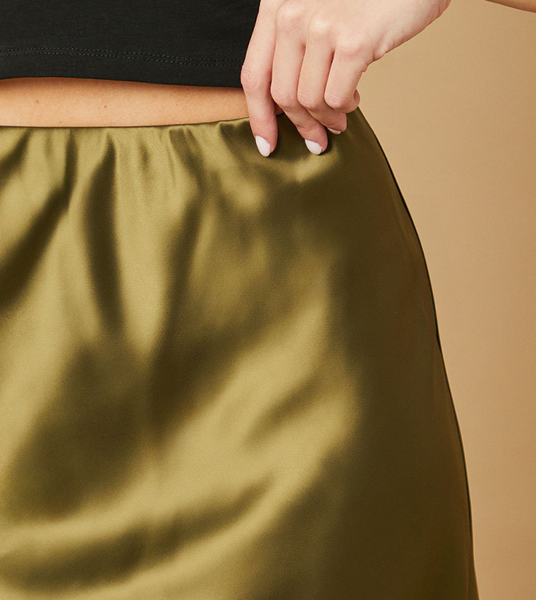 Bias Cut Satin Midi Skirt