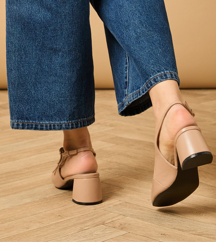Imorina Faux Leather Double Mary Jane Pumps