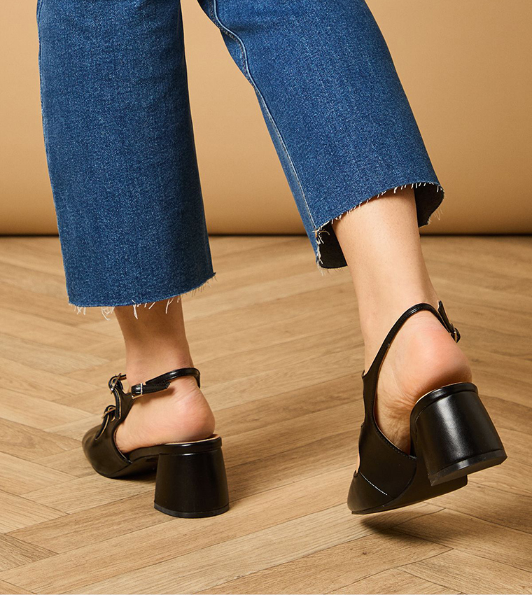 Imorina Faux Leather Double Mary Jane Pumps