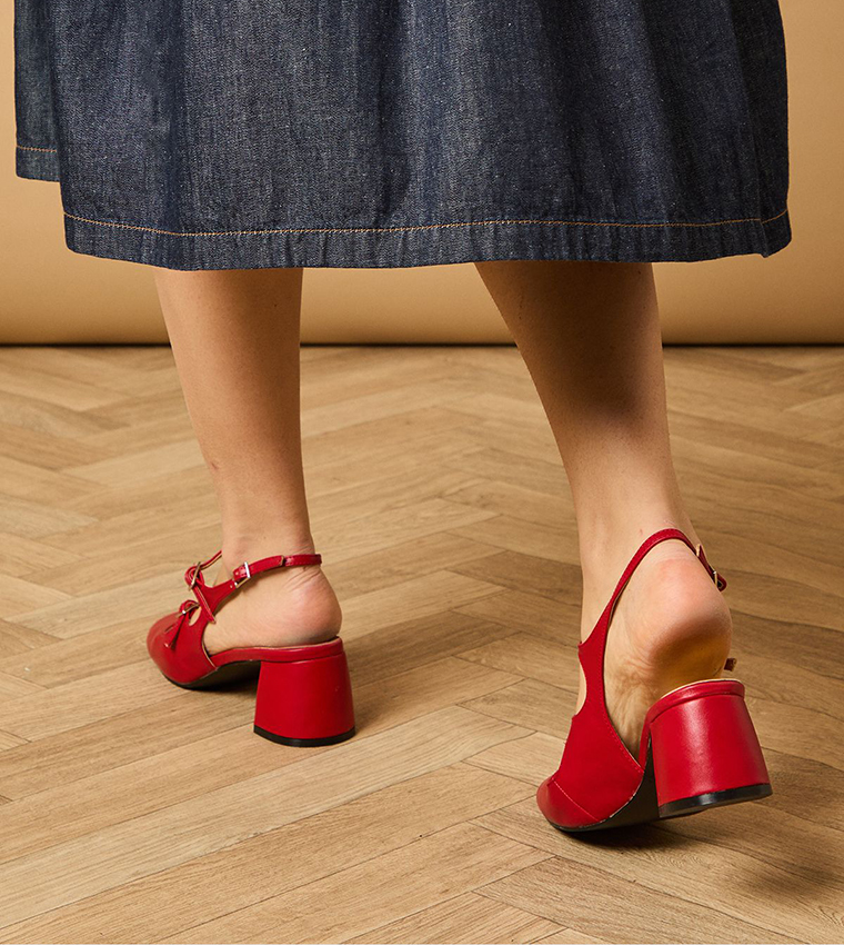 Imorina Faux Leather Double Mary Jane Pumps