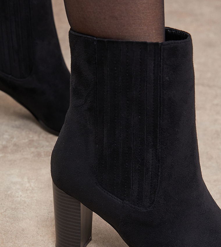 Maria Faux Suede Block Heel Chelsea Boots