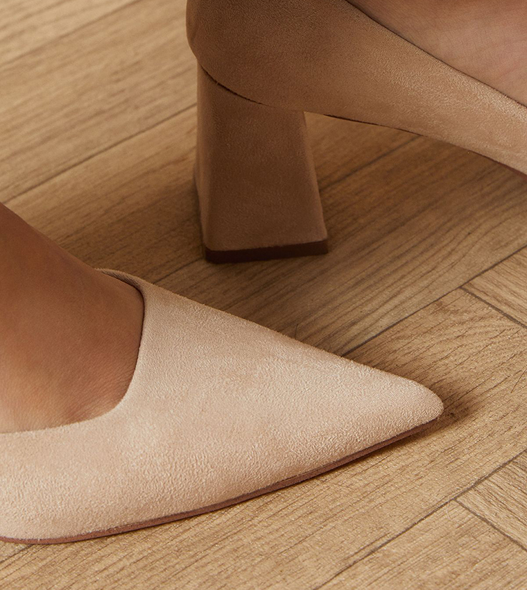 Vern Faux Suede Pointed Block Pumps