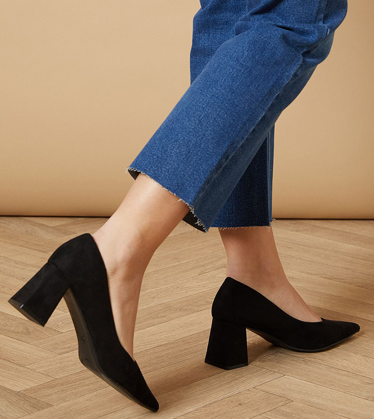 Vern Faux Suede Pointed Block Pumps