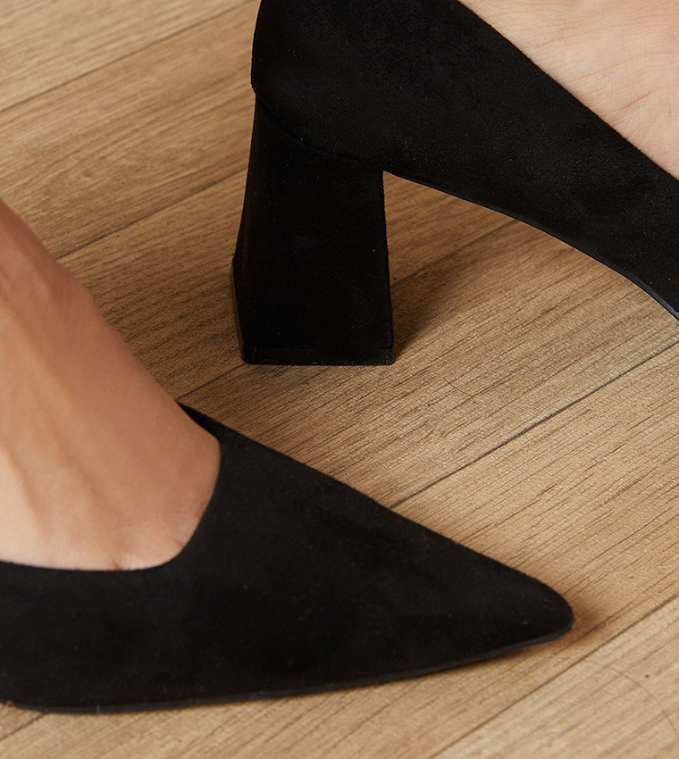 Vern Faux Suede Pointed Block Pumps
