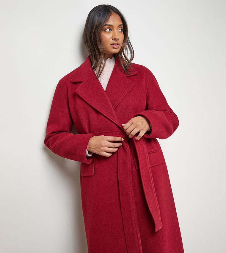 Tie Belt Detail Long Sleeves Coat