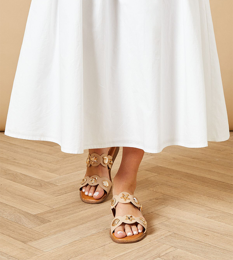 صندل جلد صناعي بشريط 