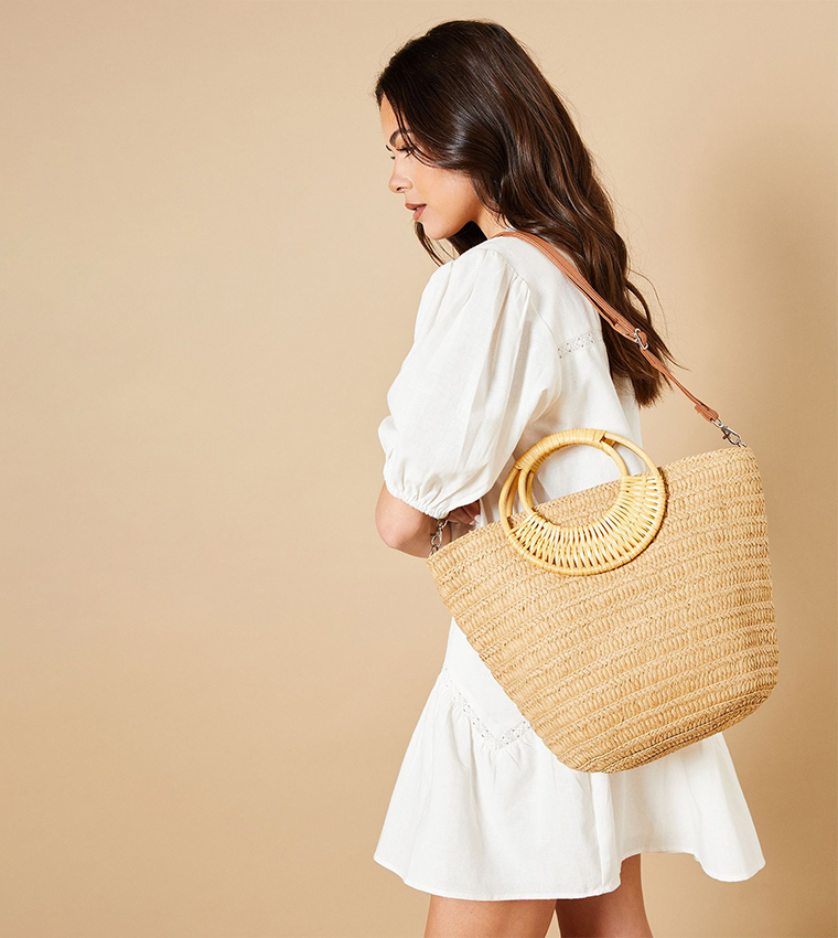 Soraia Rattan Detail Tote Bag